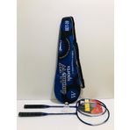 Çantalı Çiftli Badminton 2 adet raket + badminton topu + çantası set halinde MAVİ