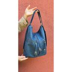 Çantam Gelsin Kadın Ayarlanabilir Çapraz Askılı 4 Bölmeli Siyah Saten Omuz ve Çapraz Çanta - 33x33 - Mavi