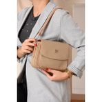 Çantam Gelsin Yeni Sezon Kolon Askılı 4 Bölmeli Beyaz Kadın Omuz Çantası 21X16CM Justpolo - 21 x 16 cm - Krem - Taba