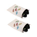 ÇANTAPAK Renkli Ayakkabı Baskılı Ayakkabı Torbası 30 x 37 Cm Ham Bez Kumaş ( 2 ADET İÇİN )