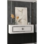 Cantek Dizayn D7052-7052-D87-32 87CM Duvara Monte Tek Kapaklı Dresuar Beyaz-Gümüş - Beyaz - Gümüş