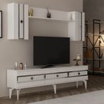 Cantek Dizayn Modern Beyaz - Gümüş Tv Ünitesi Takımı Suntalam Malzeme 180 x 60 cm Boyutlarıyla