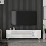 Cantek Dizayn Retrol3ct Tv Sehpası Beyaz-Altın