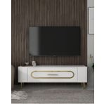 Cantek Dizayn Retrop3ct Tv Sehpası Beyaz-Altın