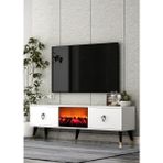 Cantek Dizayn TV0051-0051-TXA150-1 Şömineli Tv Sehpası Beyaz-Siyah - Siyah - Beyaz