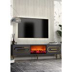 Cantek Dizayn TV0071-0071-TXA150-128 Şömineli Tv Sehpası Antrasit-Altın - Antrasit - Altın