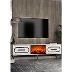 Cantek Dizayn TV0071-0071-TXA150-128 Şömineli Tv Sehpası Beyaz-Gümüş - Beyaz - Gümüş
