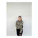 Canteks KADIN CAMEL LEOPAR DESENLİ SAKALLI YUMOŞ TRİKO KAZAK