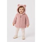Cantoy Bebek Peluş Ayıcık Kulaklı Kapüşonlu Mont Premium Kalite - Pembe - 12 - 18 Ay