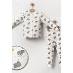 Cantoy Erkek Çocuk Baskılı Pamuklu 2'li Pijama Takımı - Beyaz - 12 Ay