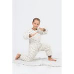 Cantoy Kız Erkek Çocuk Kalın Elyaf Dolgulu Premium Kalite 2.5 Tog Desenli Uyku Tulumu - Ekru - Kahverengi - 2 Yaş