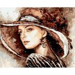 Canvas Hobby Büyük Şapkalı Lady Kasnaklı 100 x 140 cm Sayılarla Boyama Seti