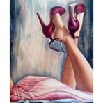 Canvas Hobby Canvas Topuklu Ayakkabılar 40x50 cm Kasnaklı Sayılarla Boyama Seti