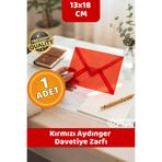 CANVELA Premium Kırmızı Aydınger Zarf 13x18 Cm Şeffaf Zarf Transparan Zarf Düğün Davetiye Zarfı