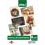 CANVELA Yılbaşı Nostalji Simli Kartpostal Setleri Manzara Yeni Yıl Postcard Christmas Kardan Adam Noel Baba