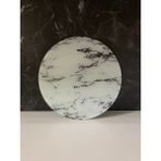 Çap 27CM - Buzlu Cam, Beyaz Mermer - Kesme Tahtası - Sunumluk - 0 - 99 ml