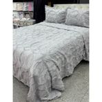 Çapa Home 3 Parça Kabartmalı Çift Kişilik Yatak Örtüsü - Açık Gri - 230 x 250 cm