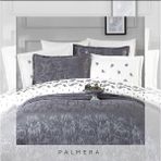 Çapa Home 9 Parça Gelin Seti Yatak Örtüsü Nakışlı Nevresim Çarşaf 6 Yastık - Beyaz - Gri - 240 x 260 cm
