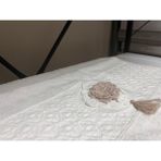 Çapa Home Çiçek Işlemeli Püsküllü El Yüz Havlusu - 50 x 90 cm - Sütlü Kahve