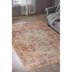 Cape Vidal Turuncu Vintage Modern Geometrik Etnik Desenli Boho Makinada Yıkanabilir Hav Toz Vermez Leke Tutmaz Kaymaz Taban Dijital Makine Baskı Halı Oturma Odası Salon Yolluk Koridor Mutfak Halısı