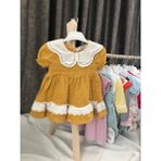 Capella Bebe Bebek Yakalı Müslin Sarı Dantelli Kız Bebek Elbisesi Kız Bebek Doğum Günü Elbise Modelleri Kız Bebek Hardal Sarısı %100 Pamuklu Bebek Elbisesi Modeli - 12 - 18 Ay