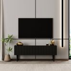 Capella Tv Ünitesi Mdf 120 cm Ayaklı Kapaklı Raflı - Siyah