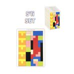 Capellawoodworks 5li Set Eğitici Ahşap Blok Tetris Zeka Oyunu