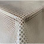 Capensis Şeffaf Kaplamalı Pvc Örgü Hasır Desenli Muşamba Lüks Masa Örtüsü Krem - 140 x 220 cm