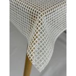 Capensis Şeffaf Kaplamalı Pvc Örgü Hasır Desenli Muşamba Lüks Masa Örtüsü Krem - 140 x 280 cm