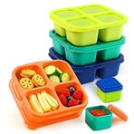 Caperci Öğle Yemeği Atıştırmalık Kapları - 4 Bölmeli Bento Atıştırmalık Kutusu (4'lü Paket), 2 Sızdırmaz Sos Kabı ile, Okul, İş, Seyahat için Yeniden Kullanılabilir Bölünmüş Gıda Kapları (Mücevher