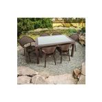 Capissi Rattan Camli Masa Takimi 90X150 Olcu Masa + 6 Adet Bambu Rattan Koltuk