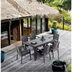 Capissi Rattan Masa Takımı 90x150 Camlı Masa 6 Kişilik Rattan Sandaye Seti Bahçe Balkon Teras Takımı - Kahverengi