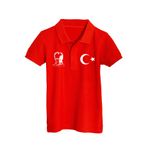 Çapıt Pamuklu Polo Yaka Atatürk ve Ay Yıldızlı Kırmızı Kısa Kollu 23 Nisan 29 Ekim Çocuk Tişört