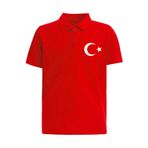 Çapıt Pamuklu Polo Yaka Ay Yıldızlı Kırmızı Kısa Kollu 23 Nisan 29 Ekim Tişört