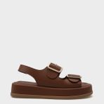 Capone Outfitters Denice Dolgu Topuklu Taba Çift Bantlı Tokalı Kadın Sandalet
