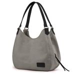 Cappadocia Vintage 3286 Lonia Kadın Kanvas Günlük Omuz Çantası Çok Bölmeli Pamuklu El Tote Hobo Çantası (Açık Gri2)