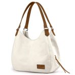 Cappadocia Vintage 3286 Lonia Kadın Kanvas Günlük Omuz Çantası Çok Bölmeli Pamuklu El Tote Hobo Çantası (Açık Krem 2)