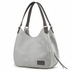 Cappadocia Vintage 3286 Lonia Kadın Kanvas Günlük Omuz Çantası Çok Bölmeli Pamuklu El Tote Hobo Çantası (Beyaz Siyah)