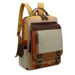 Cappadocia Vintage 4012 Çok Fonksiyonlu Sırt Çantası, 14 inç Laptop, Günlük, Postacı Çantası Yumuşak Dokulu Pamuk Gabardin (Kahve Krem Karamel)