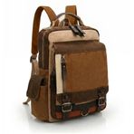 Cappadocia Vintage 4012 Çok Fonksiyonlu Sırt Çantası, 14 inç Laptop, Günlük, Postacı Çantası Yumuşak Dokulu Pamuk Gabardin (Kahverengi Karamel)