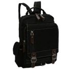 Cappadocia Vintage 4012 Çok Fonksiyonlu Sırt Çantası, 14 inç Laptop, Günlük, Postacı Çantası Yumuşak Dokulu Pamuk Gabardin (Koyu Siyah)
