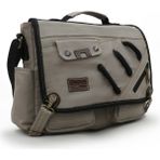 Cappadocia Vintage 4017 Açık Gri 14" Laptop Kanvas Postacı Okul Çantası Unisex Kilitli Çok Cepli 8 Litre