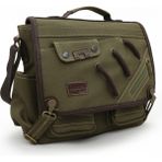 Cappadocia Vintage 4017 Haki 14" Laptop Kanvas Postacı Okul Çantası Unisex Kilitli Çok Cepli Omuz Askılı