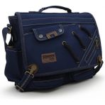 Cappadocia Vintage 4017 Lacivert 14" Laptop Kanvas Postacı Okul Çantası Unisex Kilitli Çok Cepli Omuz Askılı
