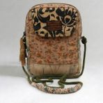 Cappadocia Vintage Kadın Açık Kahverengi Çiçek Desenli Omuz Çantası - Bohem Tarz Mini El ve Telefon Çantası