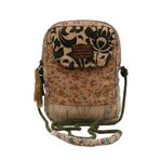 Cappadocia Vintage Kadın Ekru Çiçek Desenli Omuz Çantası 20 x 15 x 6,5 cm Bohem Tarz Mini El Çantası Telefon Çantası Günlük Kullanım (Açık Kahverengi)