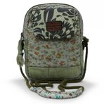 Cappadocia Vintage Kadın Ekru Çiçek Desenli Omuz Çantası 20 x 15 x 6,5 cm Bohem Tarz Mini El Çantası Telefon Çantası Günlük Kullanım (Haki)