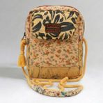 Cappadocia Vintage Kadın Kavun Içi Çiçek Desenli Omuz Çantası - Bohem Tarz Mini El ve Telefon Çantası - Kavuniçi