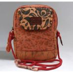 Cappadocia Vintage Kadın Kırmızı Çiçek Desenli Omuz Çantası - Bohem Tarz Mini El ve Telefon Çantası - Ateş Kırmızı