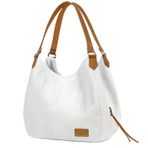 Cappadocia Vintage Kadın PU Deri Günlük Omuz Çantası Üç Bölmeli Hobo - Tote El Çantası (Beyaz 2)